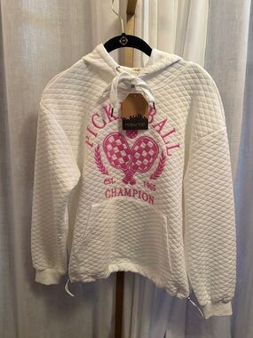 Mainstitch Quilted White Hoodie with Pink Graphic